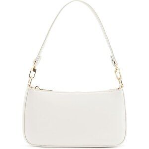 Women B White Retro Vegan Leather Polyester Lining Classic Clutch Tote HandBag